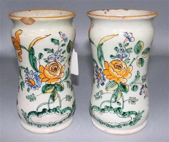 Pair of Italian alborelli, bearing initials AR and date 1792(-)
